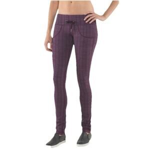 LULULEMON Skinny Will Yoga Pant Ziggy Wee October Inkwell Convertible Waist Sz L